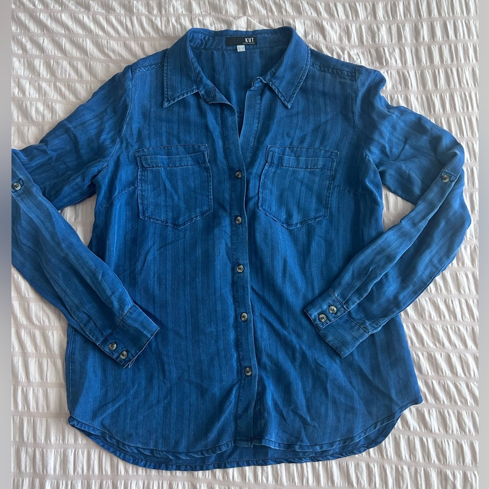 KUT From The Kloth Blue Button Up Shirt (M)
